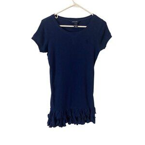 Ralph Lauren Women's BLUE Label Blue Short Sleeve Ruffle hem Dress - Large